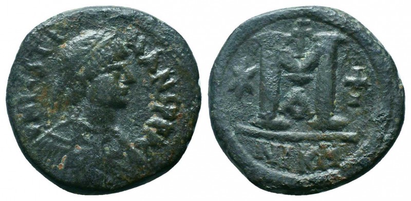 BYZANTINE.Justinian I.527-565 AD, AE Follis. 

Condition: Very Fine

Weight: 13....