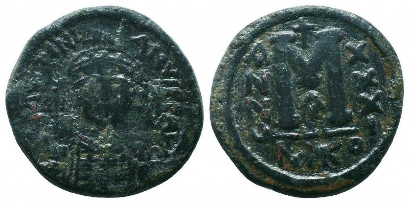 BYZANTINE.Justinian I.527-565 AD, AE Follis. 

Condition: Very Fine

Weight: 15....