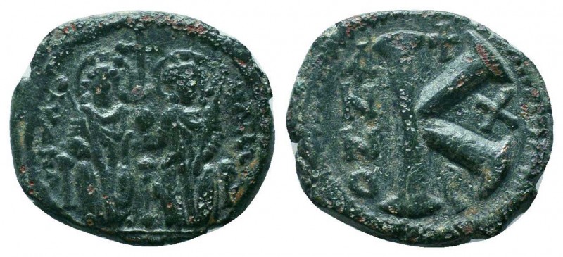 BYZANTINE.Justin II and Sophia. 565-578 AD, AE Half Follis. 


Condition: Very F...
