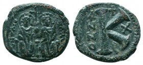 BYZANTINE.Justin II and Sophia. 565-578 AD, AE Half Follis. 


Condition: Very Fine

Weight: 6.30 gr
Diameter: 22 mm