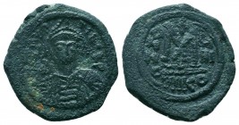 BYZANTINE.Maurice Tiberius, 582-602 AD. AE Follis,

Condition: Very Fine

Weight: 11.50 gr
Diameter: 29 mm