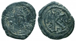 BYZANTINE. Maurice Tiberius, 582-602 AD. AE Half Follis,

Condition: Very Fine

Weight: 5.00 gr
Diameter: 24 mm