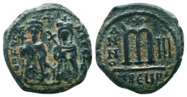 BYZANTINE.Phocas and Leontia. 602-610 AD. AE follis, Antioch mint

Condition: Very Fine

Weight: 10.00 gr
Diameter: 26 mm
