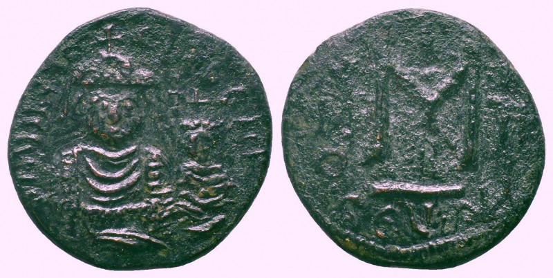 Heraclius and Heraclius Constantine 610-641 AD, AE Follis, Seleucia Isauriae min...