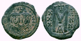 Michael II and Theophilus. 820-829 AD, AE Follis. Constantinople mint.

Condition: Very Fine

Weight: 6.20 gr
Diameter: 25 mm