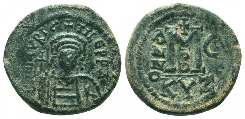 BYZANTINE.Maurice Tiberius, 582-602 AD.AE Half Follis, Cyzicus mint.

Condition:...