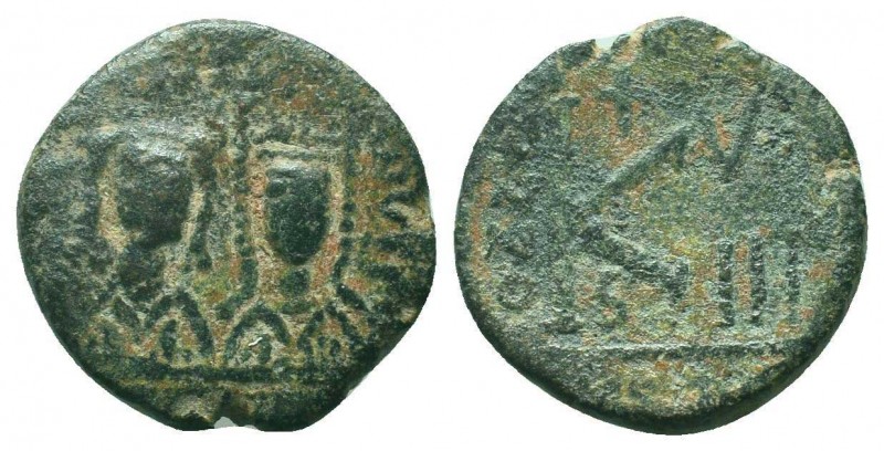 BYZANTINE.Justin II and Sophia. 565-578 AD, AE Half Follis. Carthage mint.

Cond...