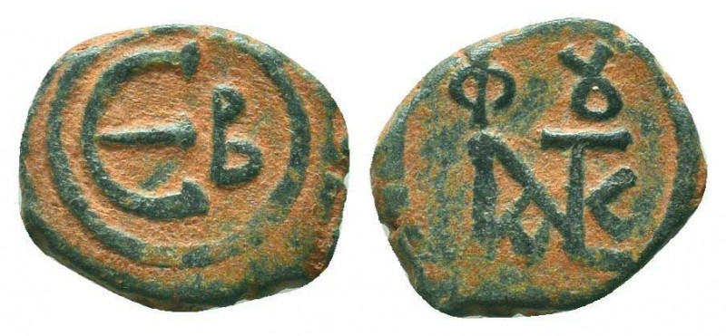 BYZANTINE.Justin II, 565-578 AD. AE decanummium,. Constantinople mint.

Conditio...