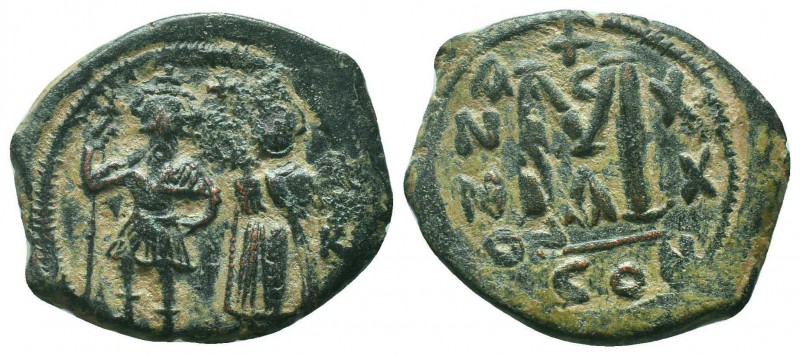 BYZANTINE.Heraclius and Heraclius Constantine,610-641 AD. AE Half Follis.Constan...