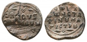 Byzantine lead seal of Constantinos magistros (11th cent.)
Condition: Very Fine

Weight: 7.00 gr
Diameter: 22 mm