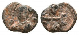BYZANTINE SEALS. Sergiu? (Circa 9th - 11th century).
Condition: Very Fine

Weight: 2.60 gr
Diameter: 15 mm