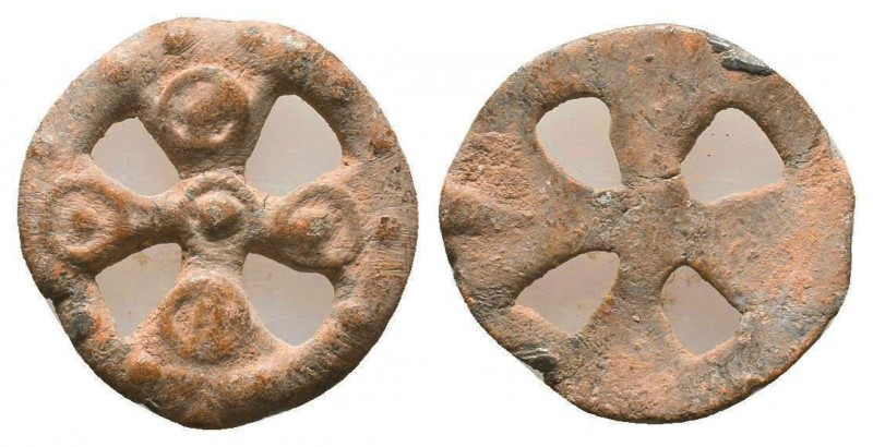 BYZANTINE SEALS. Lead Cross (Circa 9th - 11th century).

Condition: Very Fine

W...