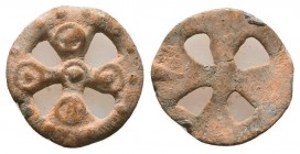 BYZANTINE SEALS. Lead Cross (Circa 9th - 11th century).

Condition: Very Fine

Weight: 2.50 gr
Diameter: 19 mm