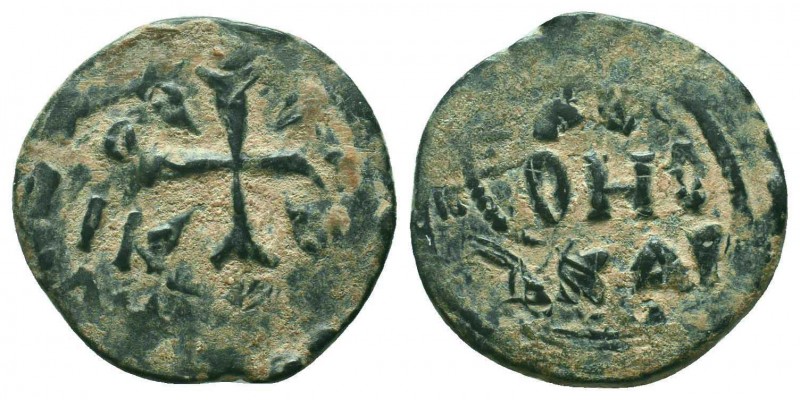 CRUSADERS, Edessa. Richard of Salerno. Regent, 1104-1108. Æ Follis Class 2. Cros...