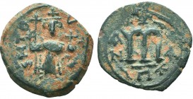 ARAB-BYZANTINE. Circa 685-705 AD. Æ Fals 

Condition: Very Fine

Weight: 4.20 gr
Diameter: 23 mm