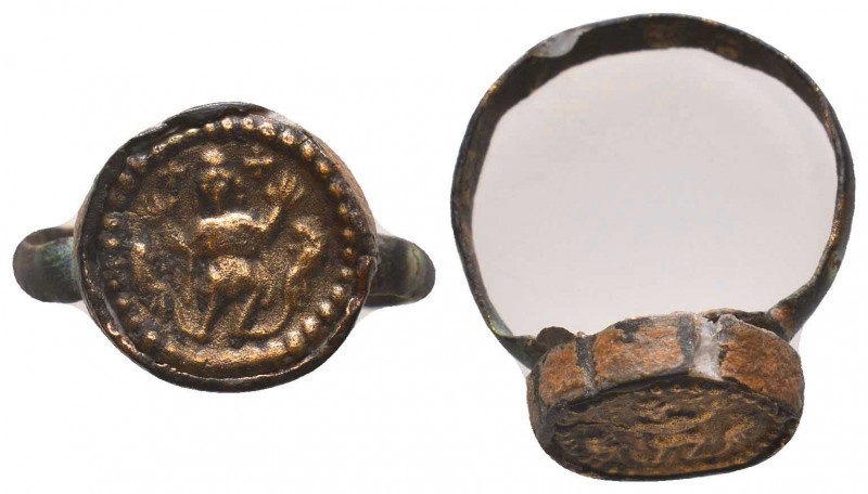 Byzantine Empire, c. 8th-11th century AD. Fascinating gold bezel ring depicting ...