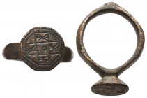 Crusades Europe, c. 12th-13th century AD. Fantastic bronze ring engraved with a Crusader cross.

Condition: Very Fine

Weight: 5.90 gr
Diameter: 29 mm