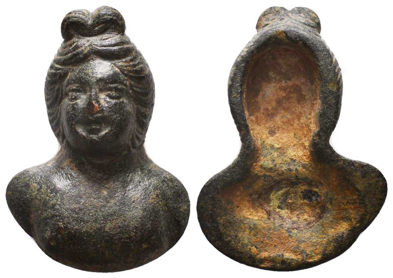 Ancient Roman bronze applique bust of goddess, 1st - 2nd Century A.D

Condition:...