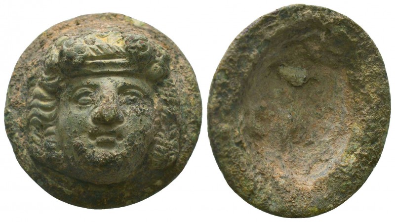 Medusa! Ancient Rome, c. 1st-2nd century AD. Lovely Bronze face of Medusa!
Condi...