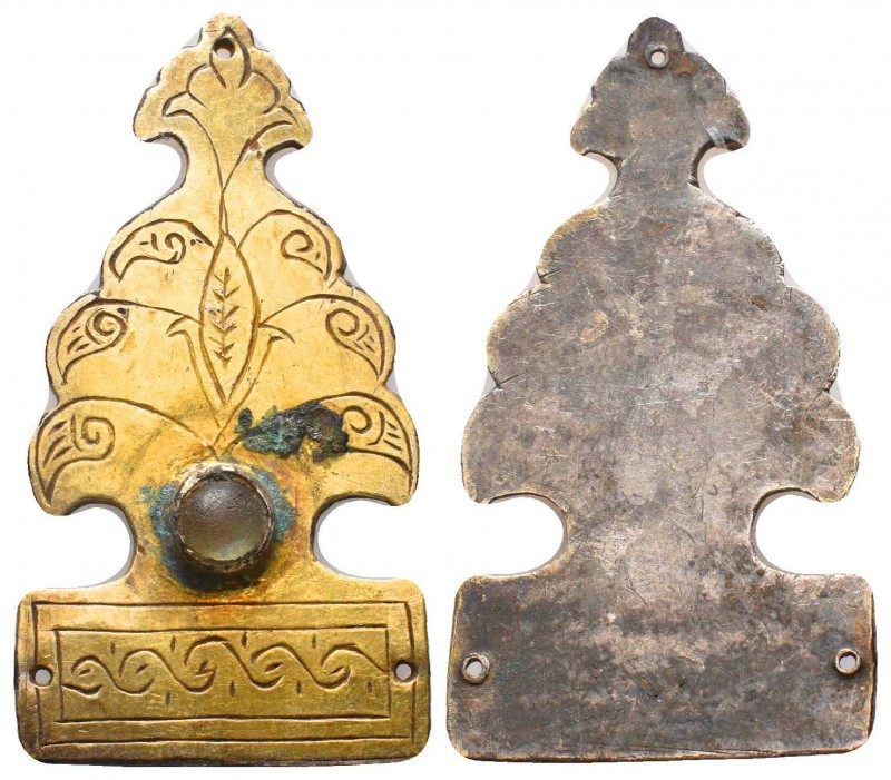 Beautiful Gold Plated Silver Ornament with stone in the center, Circa 5th-7th Ce...