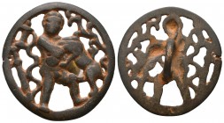 Byzantine Empire, Openwork Decorated Bronze Object, Circa 5th-7th Century AD.

Condition: Very Fine

Weight: 24.00 gr
Diameter: 50 mm