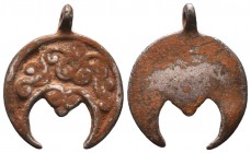 Armenian or Byzantine Silver Decorated Moon Pendant, Circa 5th-7th Century AD.

Condition: Very Fine

Weight: 2.30 gr
Diameter: 22 mm