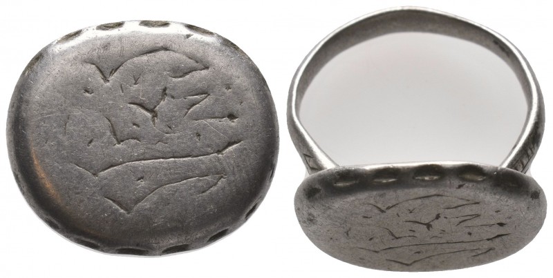 Byzantine Empire, 8th-11th century AD. Beautiful SilverFertility ring. Evil eye-...