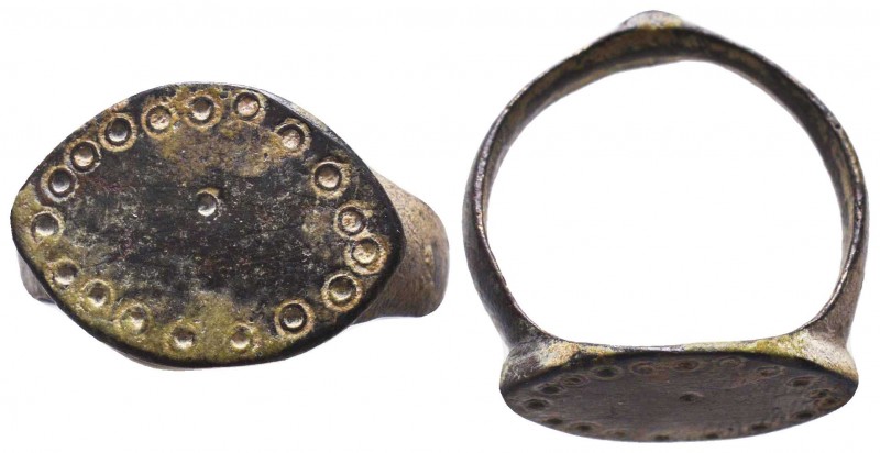 Byzantine Empire, c. 8th-12th century. Very Large Bronze ring with the "Evil Eye...