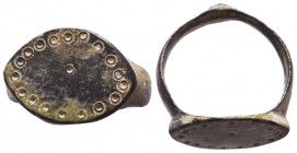 Byzantine Empire, c. 8th-12th century. Very Large Bronze ring with the "Evil Eye" punched-dot protective motif.

Condition: Very Fine

Weight: 4.80 gr...
