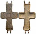 Byzantine Empire, c. 8th-11th century AD. Large bronze reliquary cross

Condition: Very Fine

Weight: 16.00 gr
Diameter: 57 mm