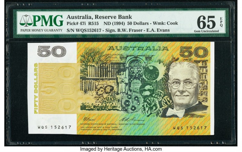 Australia Australia Reserve Bank 50 Dollars ND (1994) Pick 47i R515 PMG Gem Unci...