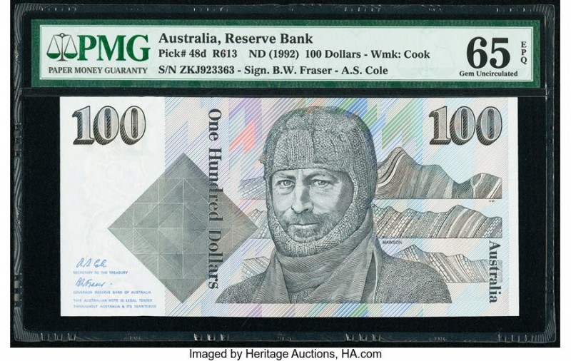 Australia Australia Reserve Bank 100 Dollars ND (1992) Pick 48d R613 PMG Gem Unc...