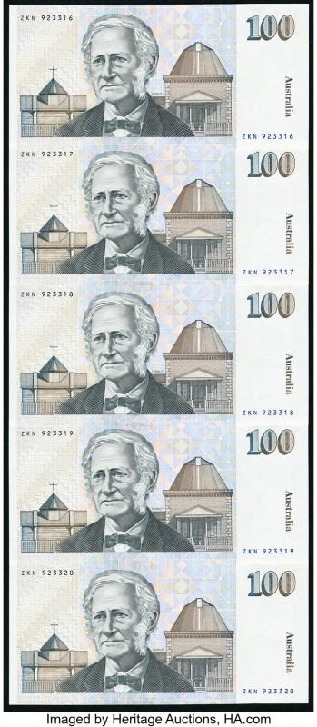 Australia Reserve Bank 100 Dollars ND (1992) Pick 48d R613 Five Examples Crisp U...