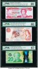 Bahamas Central Bank 3 Dollars 1974 (ND 1984) Pick 44a PMG Superb Gem Unc 68 EPQ; Isle Of Man Isle of Man Government 20 Pounds ND (2013) Pick 49a PMG ...
