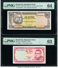 Bangladesh Bangladesh Bank 100; 5 Taka ND (1972); ND (1973) Pick 12a; 13a Two Examples PMG Choice Uncirculated 64; Choice Uncirculated 63. Pick 12a; s...