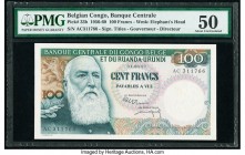 Belgian Congo Banque Centrale du Congo Belge 100 Francs 1.3.1957 Pick 33b PMG About Uncirculated 50. Minor repair.

HID09801242017

© 2020 Heritage Au...