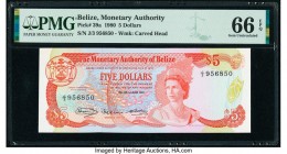 Belize Monetary Authority 5 Dollars 1.6.1980 Pick 39a PMG Gem Uncirculated 66 EPQ. 

HID09801242017

© 2020 Heritage Auctions | All Rights Reserve