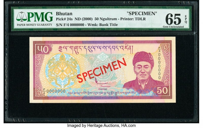 Bhutan Royal Monetary Authority 50 Ngultrum ND (2000) Pick 24s Specimen PMG Gem ...