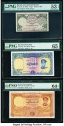 Burma Government of Burma; Union Bank 1 Rupee; 10; 50 Kyats ND (1948); ND (1958) (2) Pick 34; 48a; 50a Three Examples PMG About Uncirculated 53 EPQ; G...