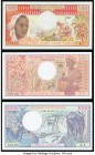 Central African Republic and Gabon Group of 3 Examples Crisp Uncirculated. From the Brigadier General Donald D. McClanahan Collection of World Currenc...