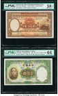 China Central Bank of China 100 Yuan 1936 Pick 220a PMG Choice Uncirculated 64; Hong Kong Hongkong & Shanghai Banking Corporation 5 Dollars 30.3.1946 ...