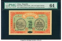 China Market Stabilization Currency Bureau, Peking 50 Coppers 1915 Pick 602k S/M#T183-4k PMG Choice Uncirculated 64. Hinged.

HID09801242017

© 2020 H...