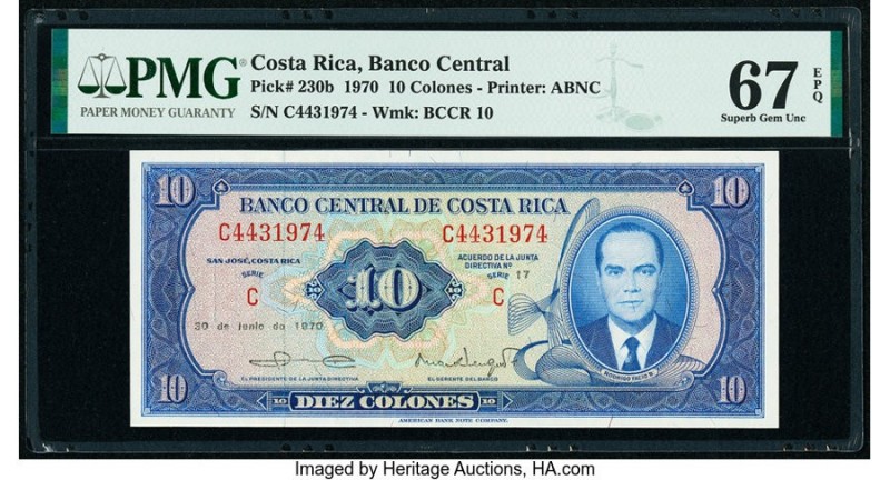 Costa Rica Banco Central de Costa Rica 10 Colones 30.6.1970 Pick 230b PMG Superb...