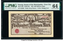 Danzig Senate of the Municipality - Free City 500 Millionen Mark 26.9.1923 Pick 28b PMG Choice Uncirculated 64. From the Brigadier General Donald D. M...