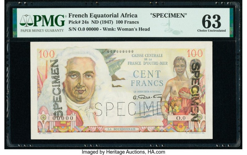 French Equatorial Africa Caisse Centrale de la France d'Outre-Mer 100 Francs ND ...