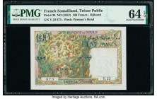 French Somaliland Tresor Public, Cote Francaise des Somalis 100 Francs ND (1952) Pick 26 PMG Choice Uncirculated 64 EPQ. From the Brigadier General Do...