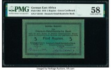 German East Africa Deutsch-Ostafrikanische Bank 5 Rupien 1.2.1916 Pick 36d PMG Choice About Unc 58. Minor paper pulls. From the Brigadier General Dona...