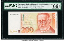Germany Federal Republic Deutsche Bundesbank 200 Deutsche Mark 1989 Pick 42* Replacement PMG Gem Uncirculated 66 EPQ. 

HID09801242017

© 2020 Heritag...