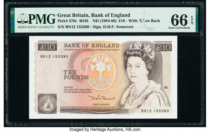 Great Britain Bank of England 10 Pounds ND (1984-86) Pick 379c PMG Gem Uncircula...