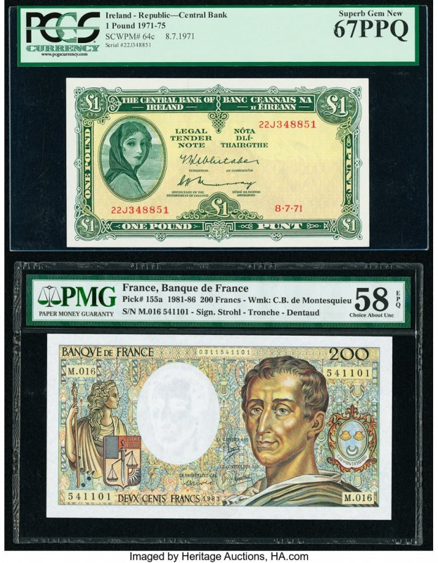 Ireland Republic Central Bank of Ireland 1 Pound 8.7.1971 Pick 64c PCGS Superb G...